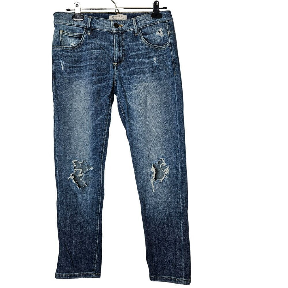 Guess Women's Tomboy Distressed Jeans Size 26 Ripped‎ Blue Denim Casual Wear